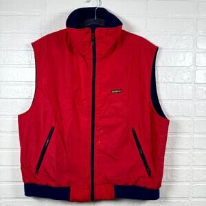 Vintage OshKosh B'gosh Vest Mens Large Red Fleece Lined Full Zip Gorpcore Retro
